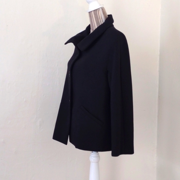 Talbots Black Wool Blend 4 Button Blazer Style Overcoat Size 8 - Picture 2 of 11